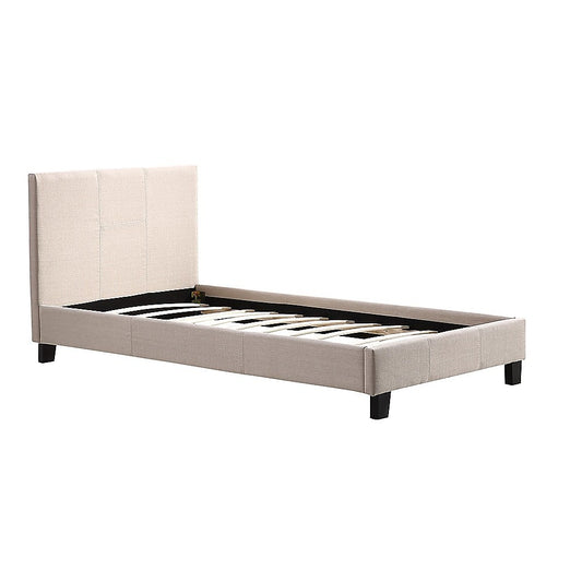 Single Linen Fabric Bed Frame Beige - Cosy Abode