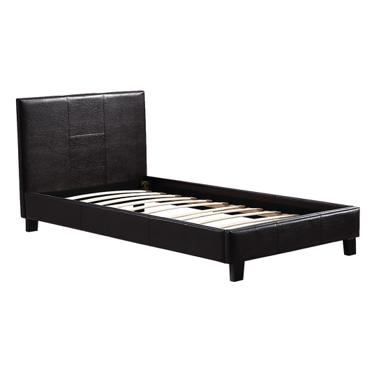 Single PU Leather Bed Frame Brown - Cosy Abode