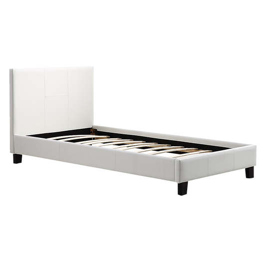 Single PU Leather Bed Frame White - Cosy Abode