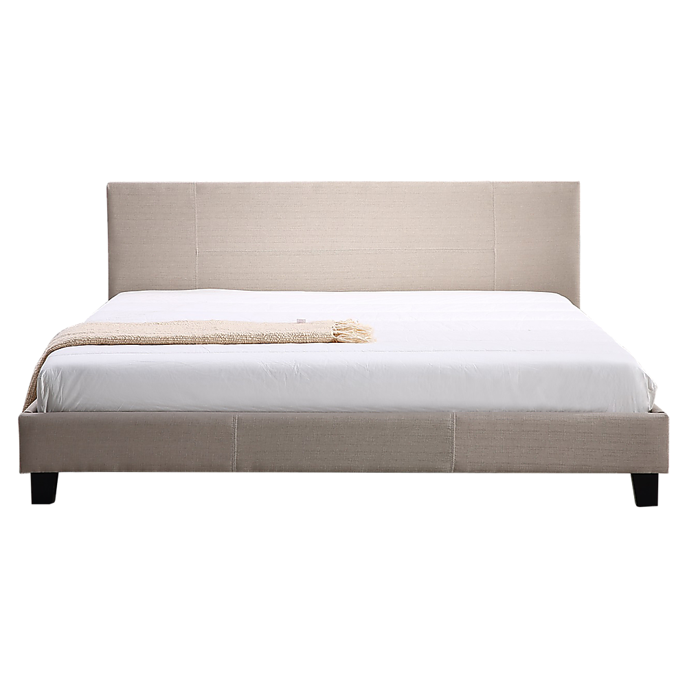 King Linen Fabric Bed Frame Beige - Cosy Abode