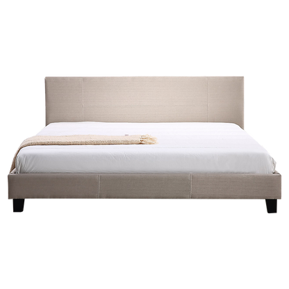 King Linen Fabric Bed Frame Beige - Cosy Abode