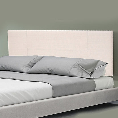 Linen Fabric Queen Bed Headboard Bedhead - Beige - Cosy Abode