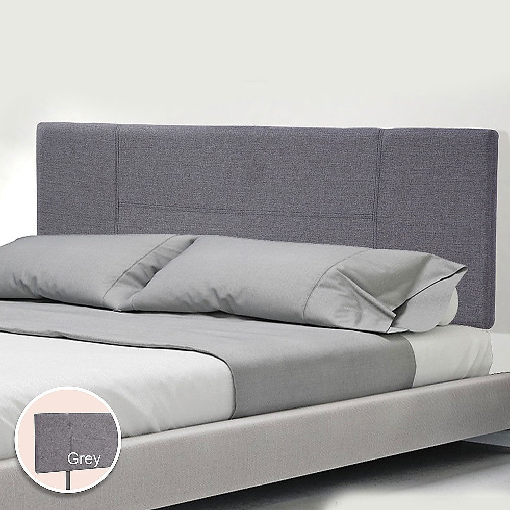 Linen Fabric Double Bed Headboard Bedhead - Grey - Cosy Abode