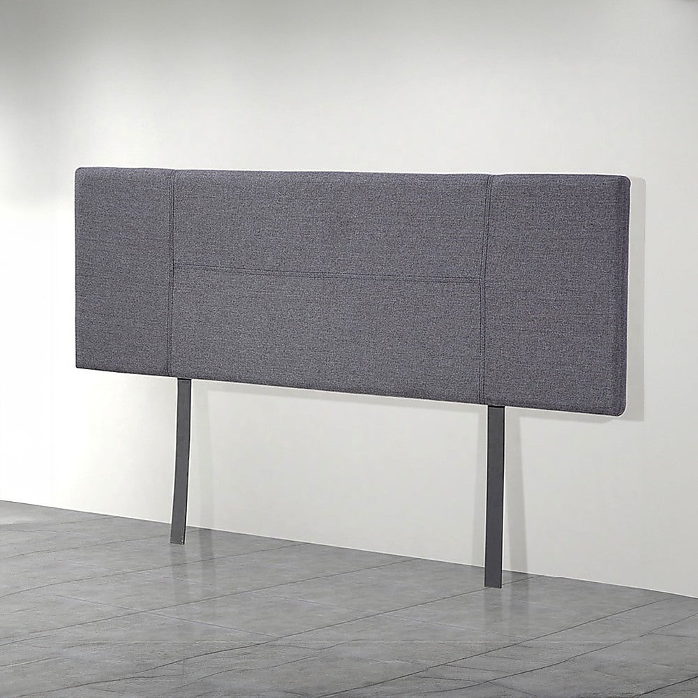Linen Fabric Double Bed Headboard Bedhead - Grey - Cosy Abode