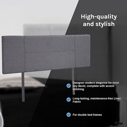 Linen Fabric Double Bed Headboard Bedhead - Grey - Cosy Abode