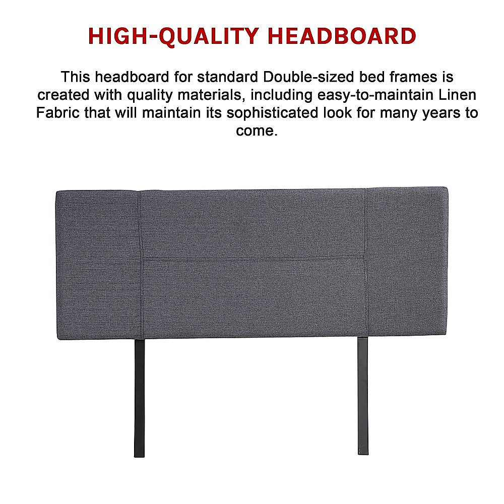 Linen Fabric Double Bed Headboard Bedhead - Grey - Cosy Abode
