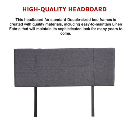 Linen Fabric Double Bed Headboard Bedhead - Grey - Cosy Abode