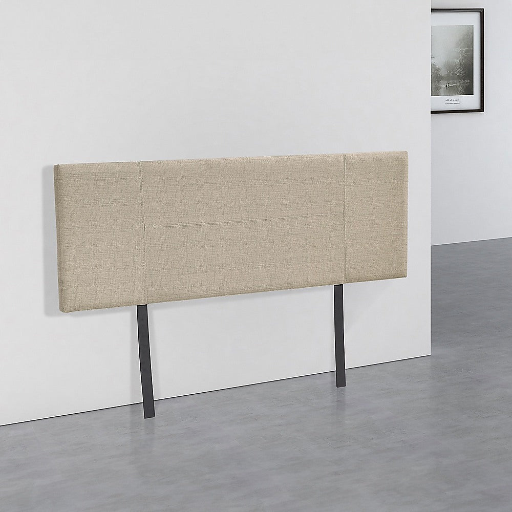 Linen Fabric Double Bed Headboard Bedhead - Beige - Cosy Abode