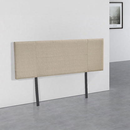 Linen Fabric Double Bed Headboard Bedhead - Beige - Cosy Abode