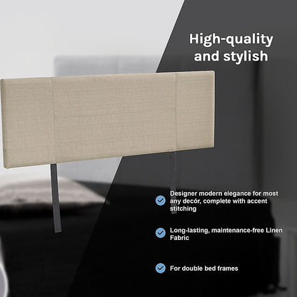 Linen Fabric Double Bed Headboard Bedhead - Beige - Cosy Abode