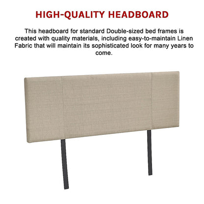 Linen Fabric Double Bed Headboard Bedhead - Beige - Cosy Abode