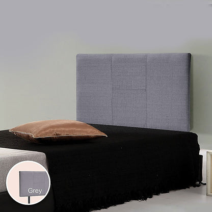 Linen Fabric Single Bed Headboard Bedhead - Grey - Cosy Abode