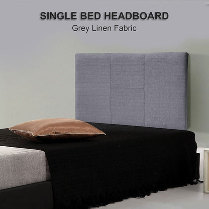 Linen Fabric Single Bed Headboard Bedhead - Grey - Cosy Abode