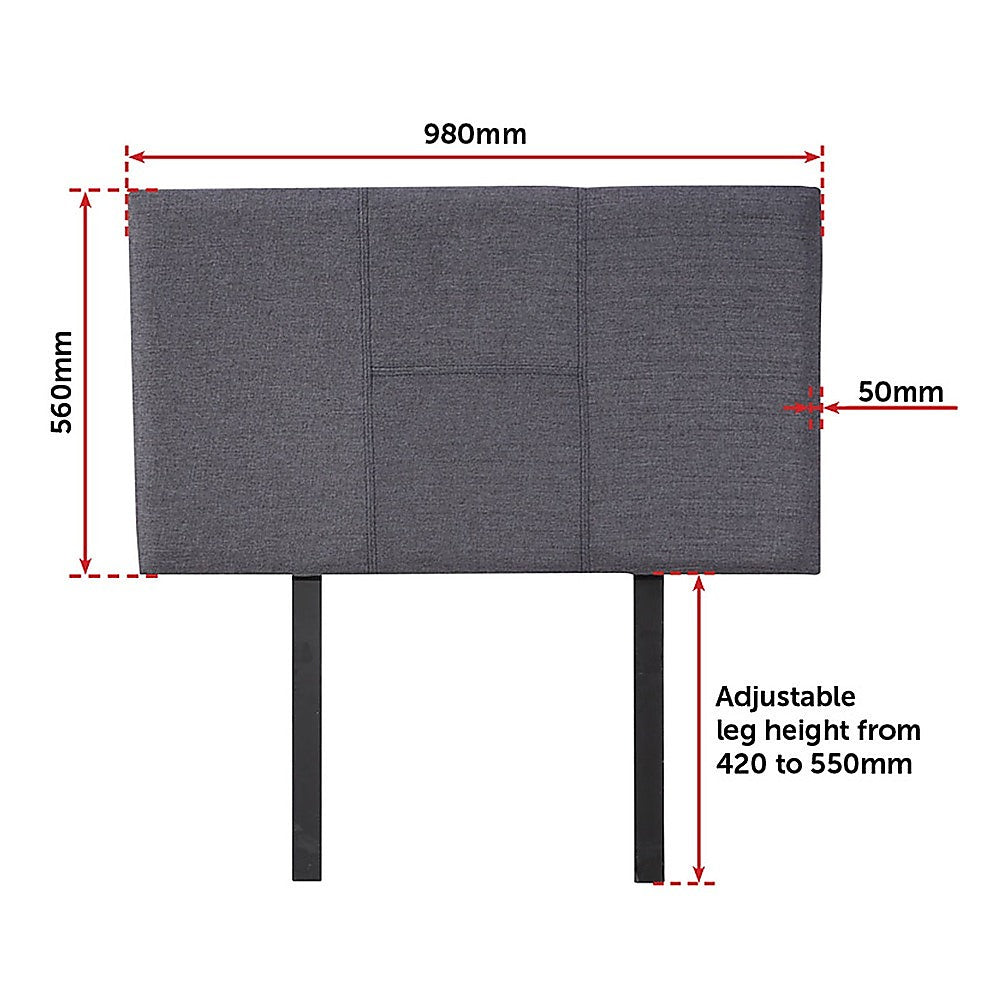 Linen Fabric Single Bed Headboard Bedhead - Grey - Cosy Abode