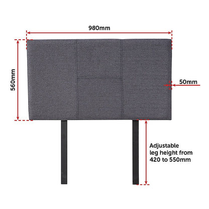 Linen Fabric Single Bed Headboard Bedhead - Grey - Cosy Abode