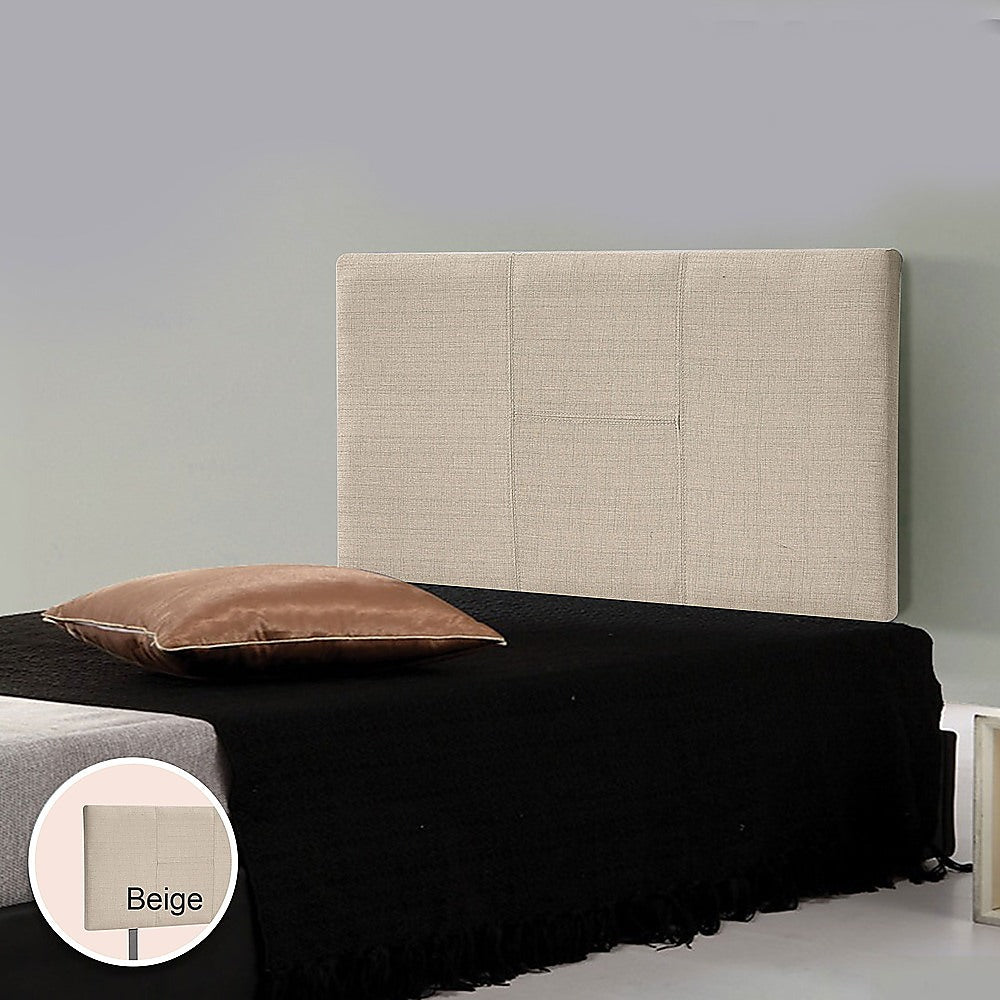 Linen Fabric Single Bed Headboard Bedhead - Beige - Cosy Abode