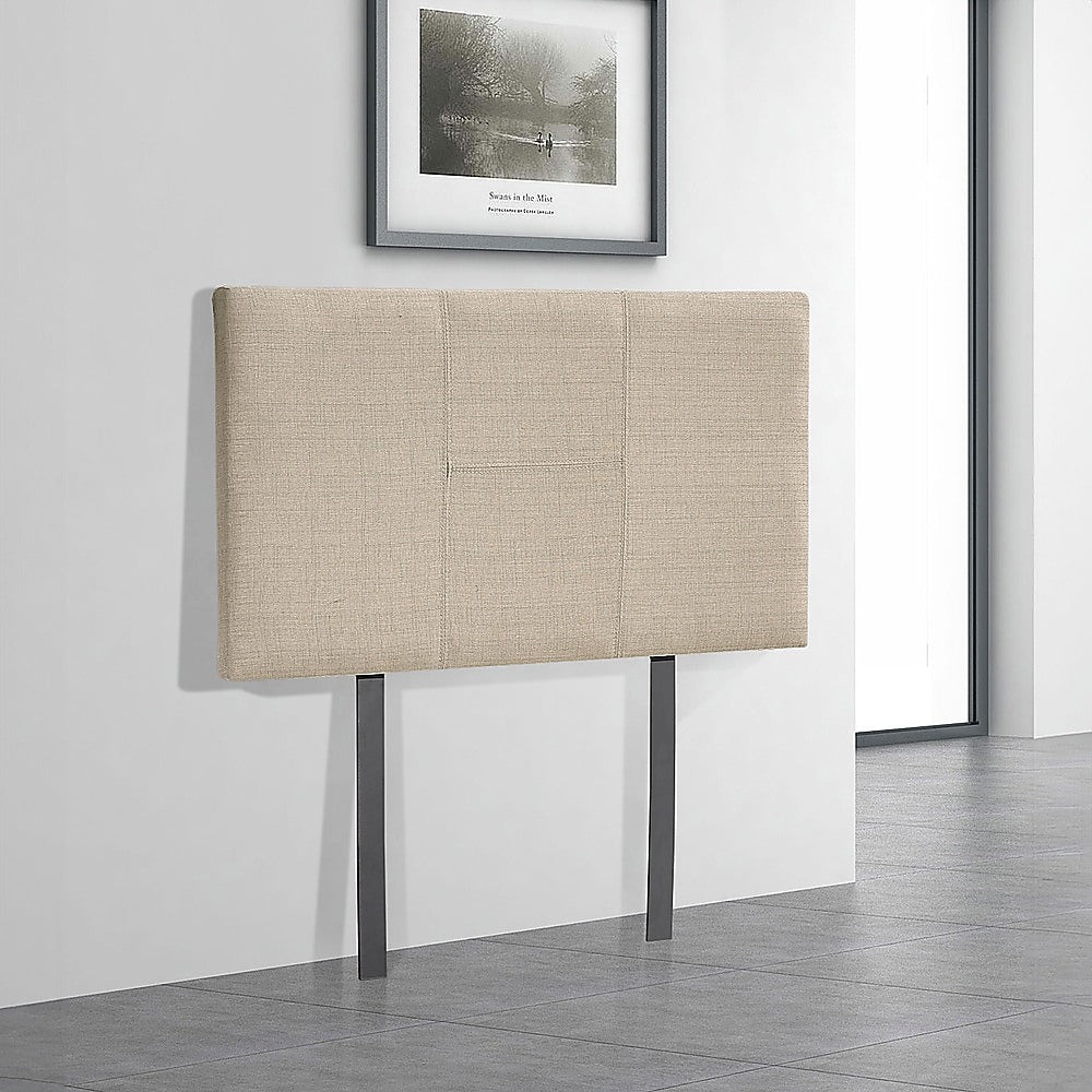 Linen Fabric Single Bed Headboard Bedhead - Beige - Cosy Abode