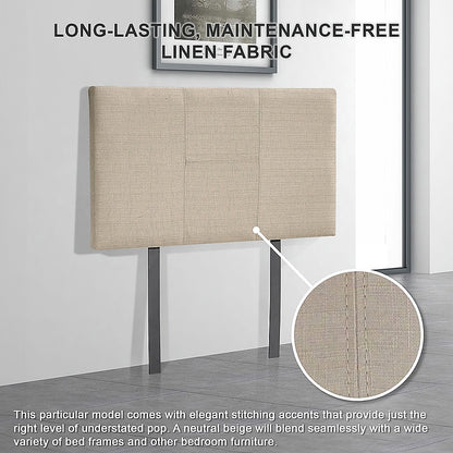 Linen Fabric Single Bed Headboard Bedhead - Beige - Cosy Abode