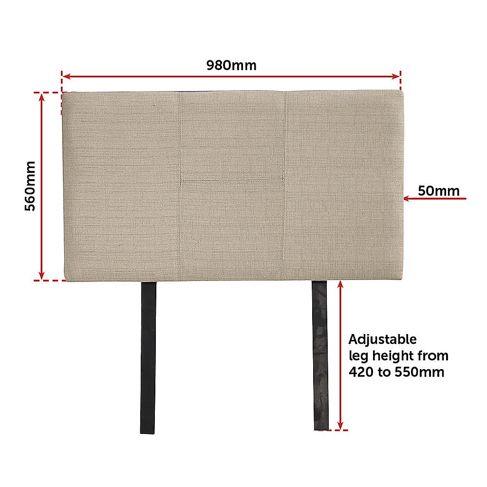 Linen Fabric Single Bed Headboard Bedhead - Beige - Cosy Abode