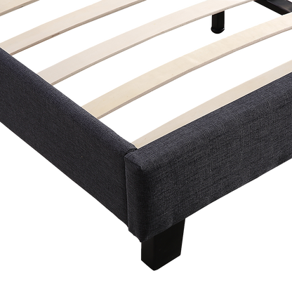 Queen Linen Fabric Bed Frame Grey - Cosy Abode