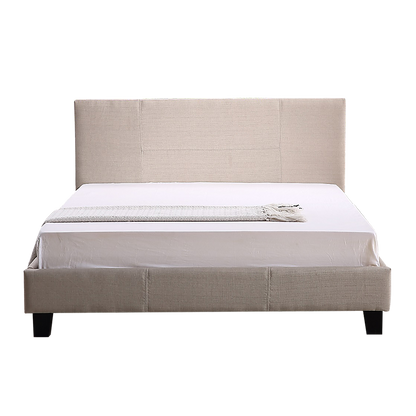Double Linen Fabric Bed Frame Beige - Cosy Abode