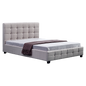 Linen Fabric Double Deluxe Bed Frame Beige - Cosy Abode