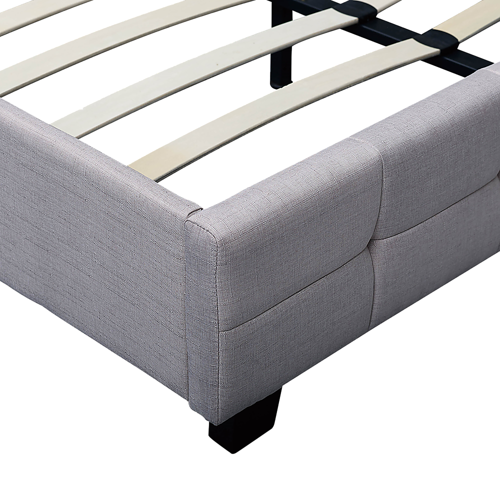 Linen Fabric Double Deluxe Bed Frame Beige - Cosy Abode