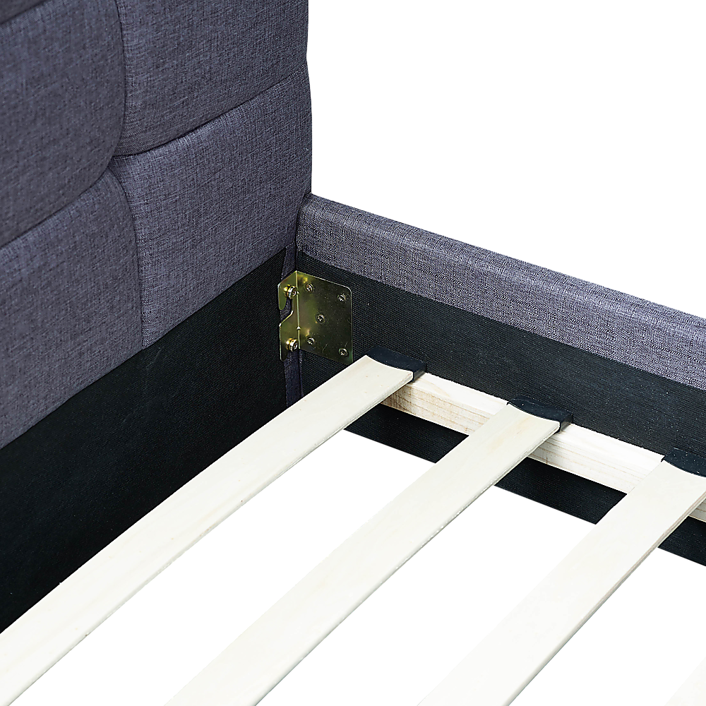 Linen Fabric Double Deluxe Bed Frame Grey - Cosy Abode