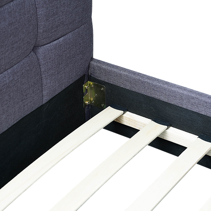 Linen Fabric Double Deluxe Bed Frame Grey - Cosy Abode