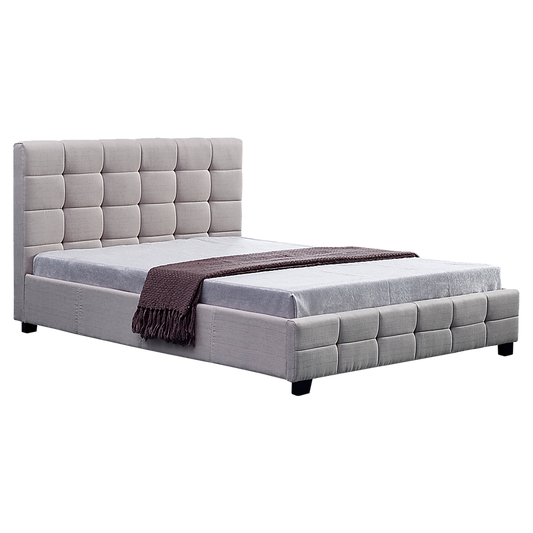 Linen Fabric Queen Deluxe Bed Frame Beige - Cosy Abode
