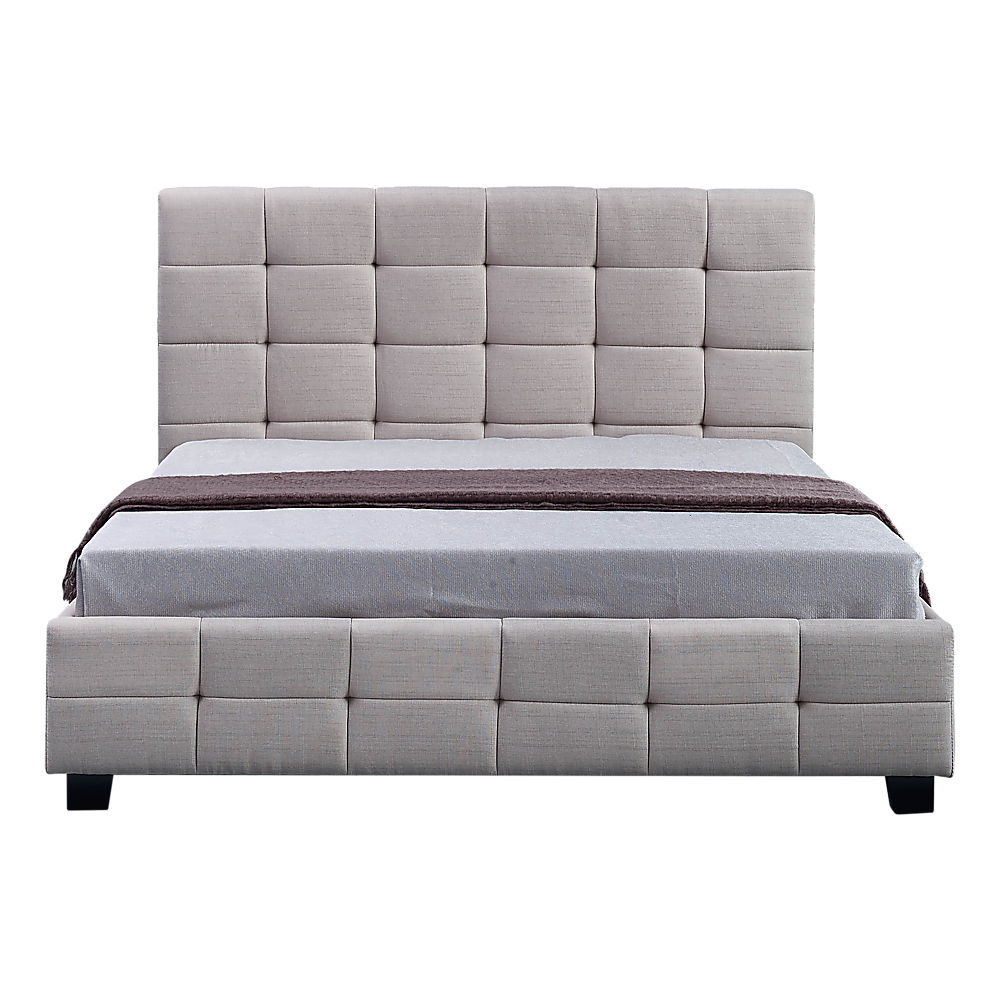 Linen Fabric Queen Deluxe Bed Frame Beige - Cosy Abode