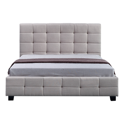 Linen Fabric Queen Deluxe Bed Frame Beige - Cosy Abode