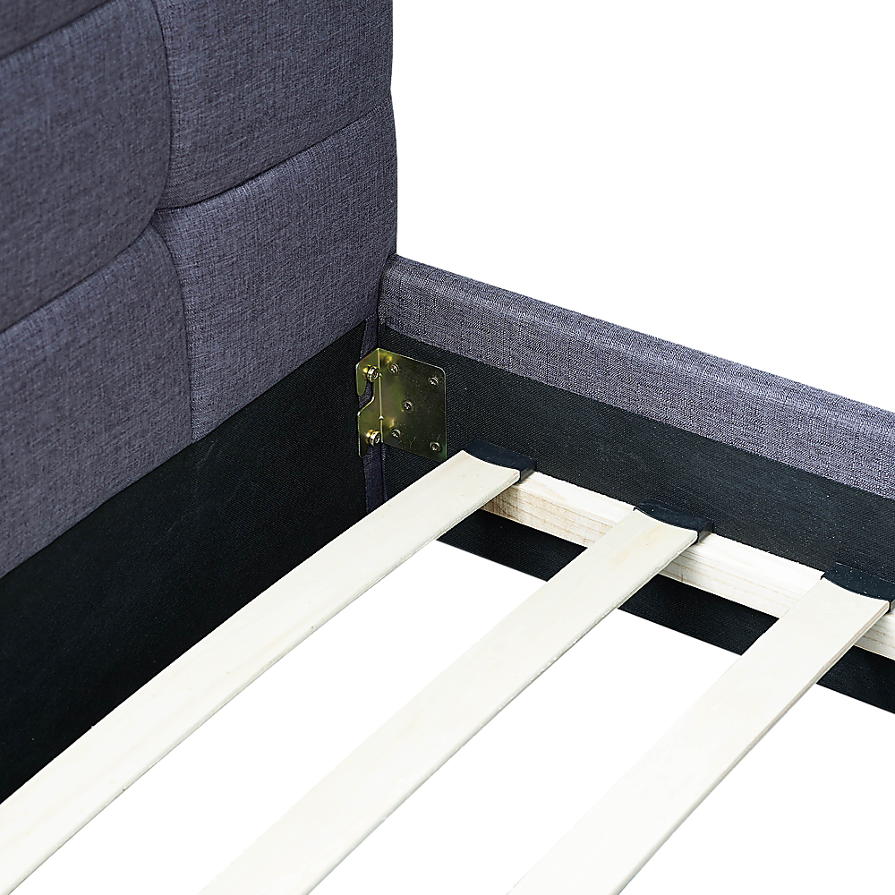 Linen Fabric Queen Deluxe Bed Frame Grey - Cosy Abode