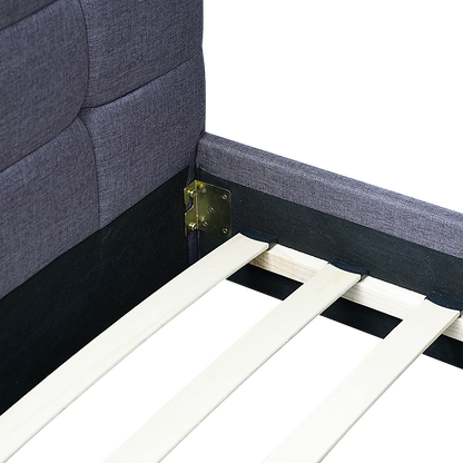 Linen Fabric Queen Deluxe Bed Frame Grey - Cosy Abode