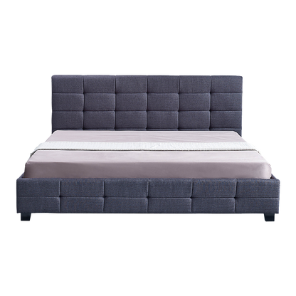 Linen Fabric King Deluxe Bed Frame Grey - Cosy Abode