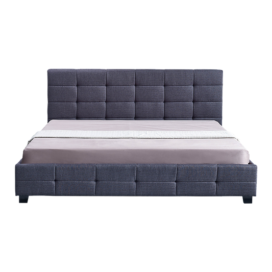 Linen Fabric King Deluxe Bed Frame Grey - Cosy Abode