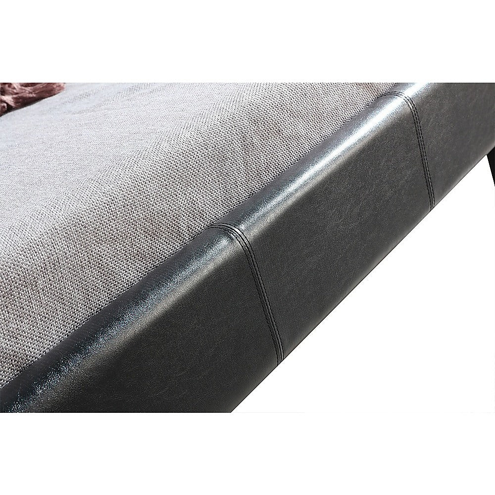 King Single PU Leather Bed Frame Black - Cosy Abode