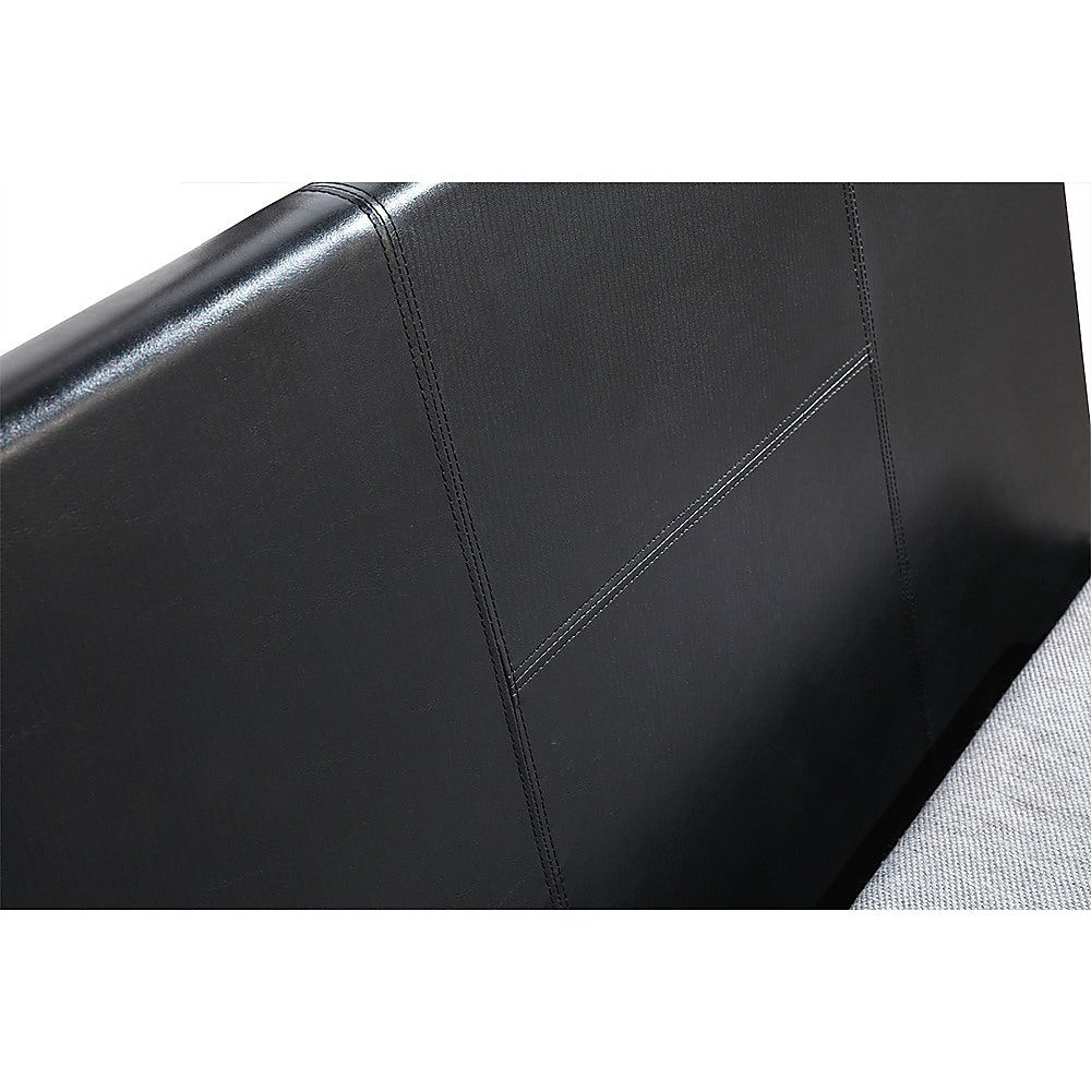 King Single PU Leather Bed Frame Black - Cosy Abode