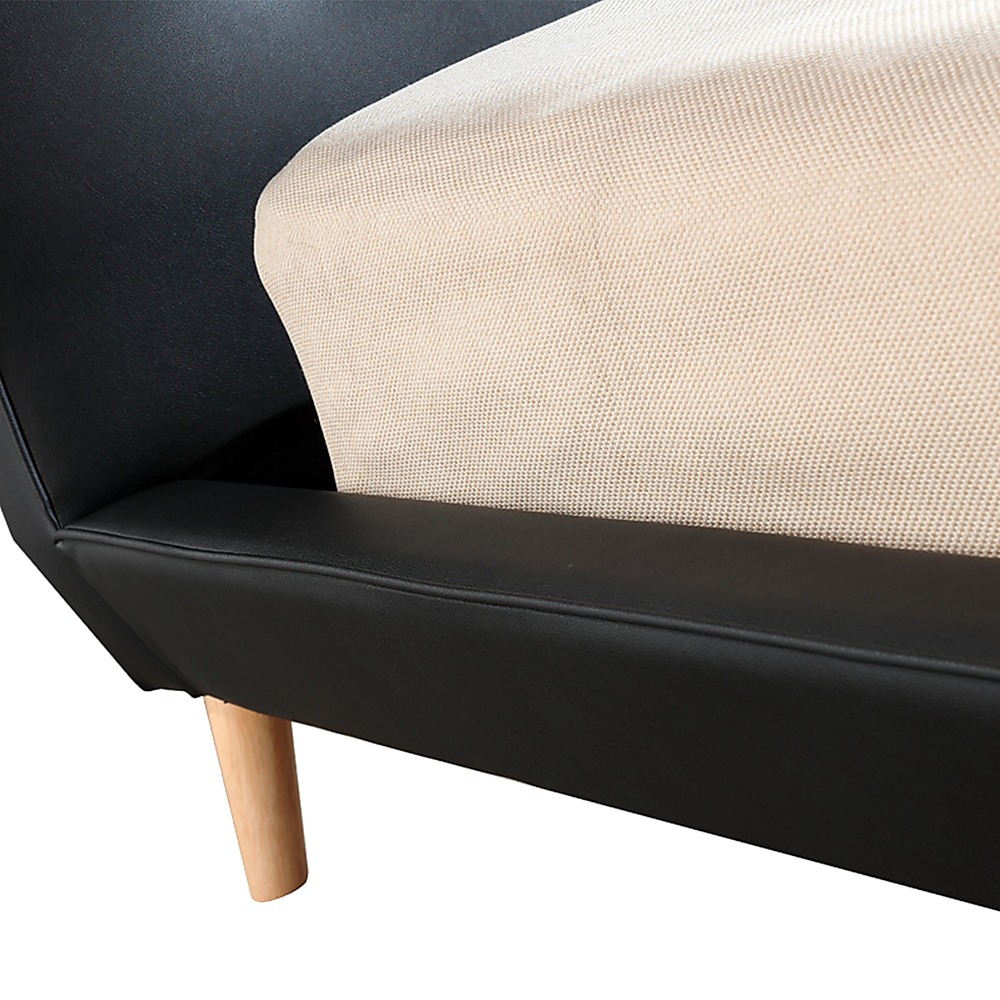 Double PU Leather Deluxe Bed Frame Black - Cosy Abode