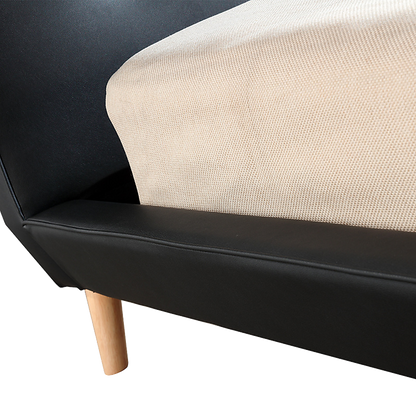 Double PU Leather Deluxe Bed Frame Black - Cosy Abode