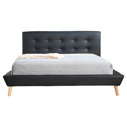 Double PU Leather Deluxe Bed Frame Black - Cosy Abode