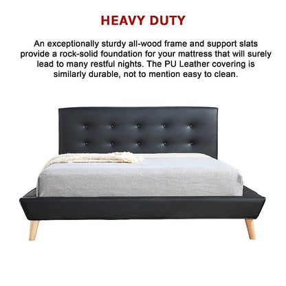 Double PU Leather Deluxe Bed Frame Black - Cosy Abode