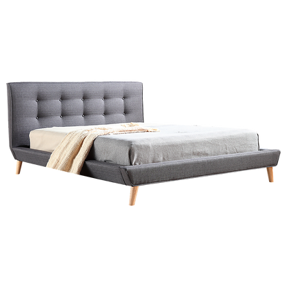 Queen Linen Fabric Deluxe Bed Frame Grey - Cosy Abode