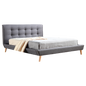 Queen Linen Fabric Deluxe Bed Frame Grey - Cosy Abode