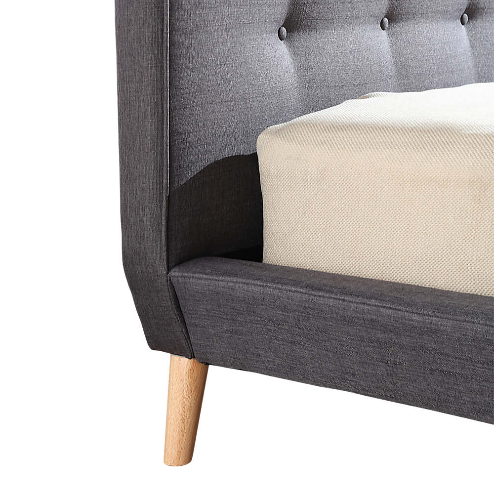 Queen Linen Fabric Deluxe Bed Frame Grey - Cosy Abode