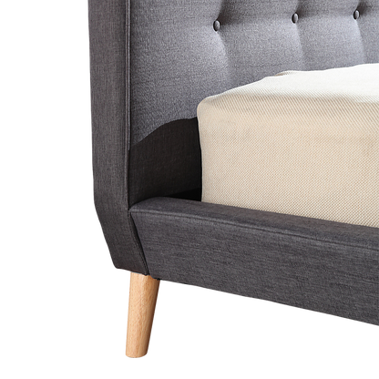 Queen Linen Fabric Deluxe Bed Frame Grey - Cosy Abode