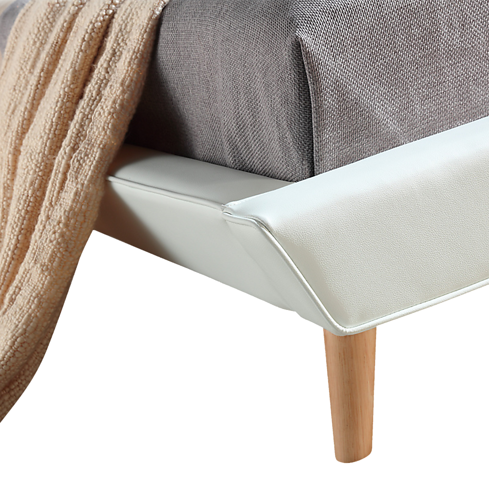 Queen PU Leather Deluxe Bed Frame White - Cosy Abode