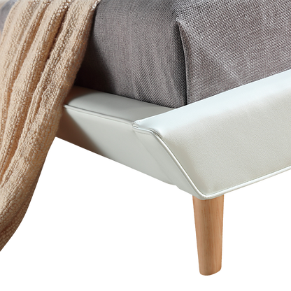 Queen PU Leather Deluxe Bed Frame White - Cosy Abode