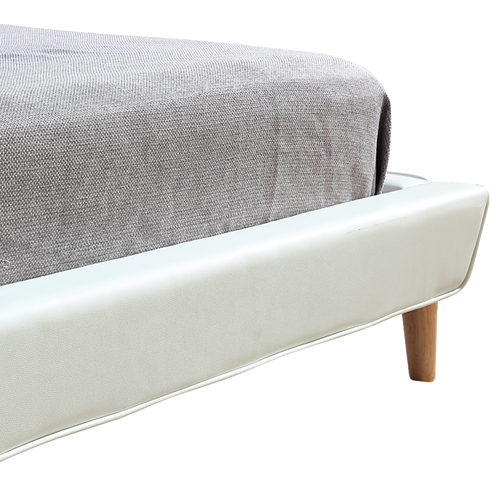 Queen PU Leather Deluxe Bed Frame White - Cosy Abode