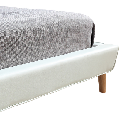 Queen PU Leather Deluxe Bed Frame White - Cosy Abode